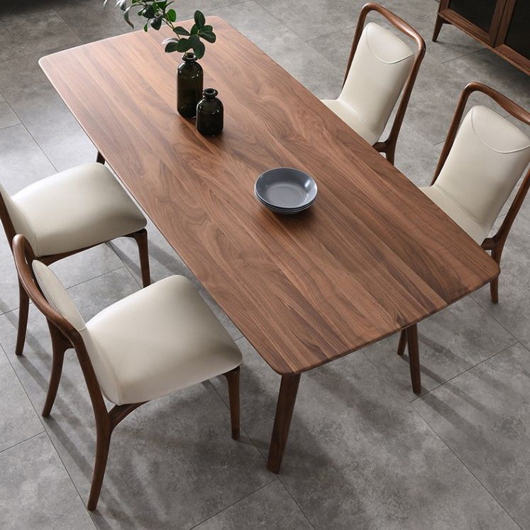 Contemporary Dark Brown Rectangular Wooden Dining Table with 4 Foot
