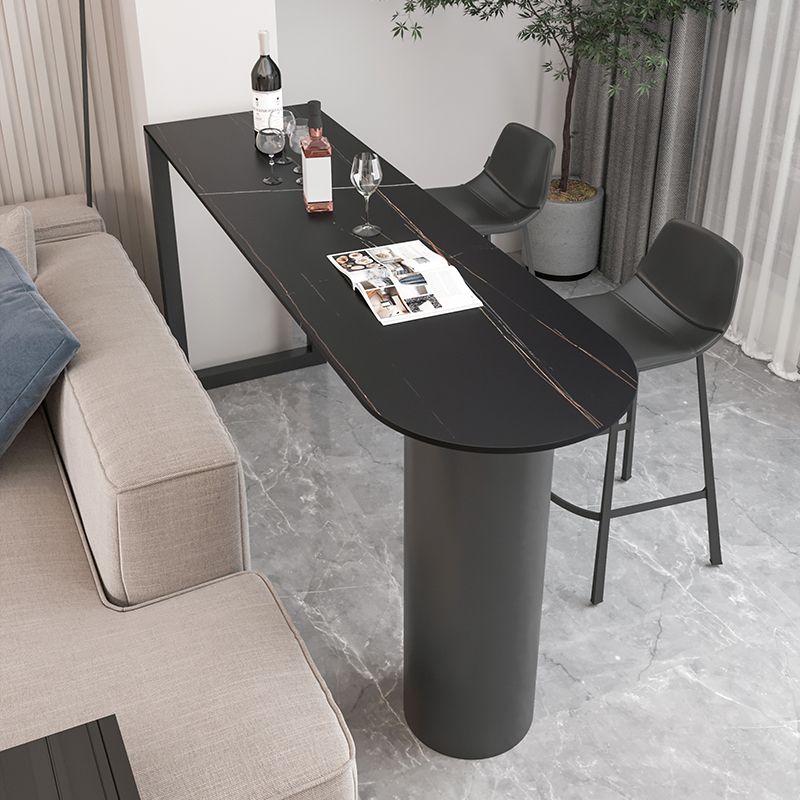 Modern 1/3 Pieces Bar Table Set Stone Counter Table with Stools for Living Room