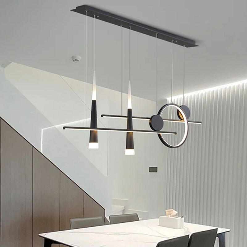 5 Light Linear Island Lighting Contemporary Metal Island Pendant Lights