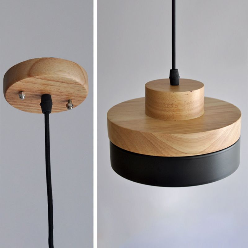 Lampada in legno in legno in legno giapponese in metallo a cupola sospensione sospensione per cucina