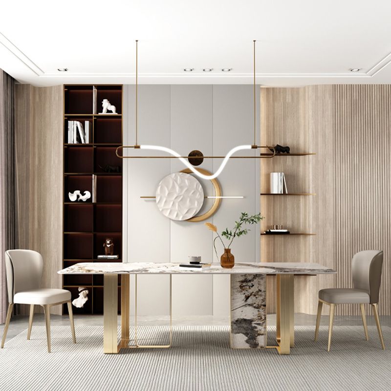 Luxury 1/3/4/5/6 Pieces Dining Set Sintered Stone Dining Table with Leather Chairs