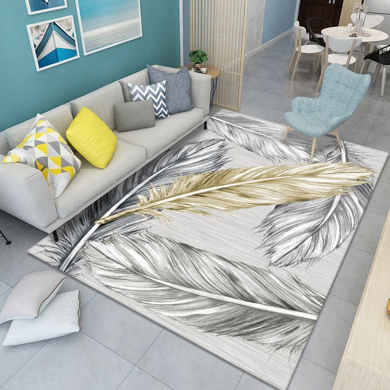 Light Pink Modern Carpet Polyester Feather Area Carpet Stain Resistant Carpet for Home Decor