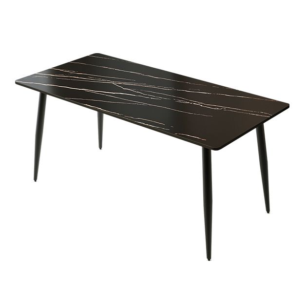 Industrial Style Sintered Stone Scratch Resistant Dining Table 4 Legs Base Table for Home
