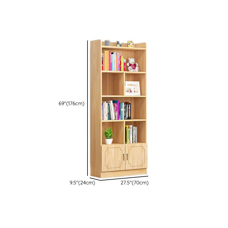 Modern Floor Vertical Bookshelf Brown Closed Back Wooden Shelf Bookcase for Bedroom