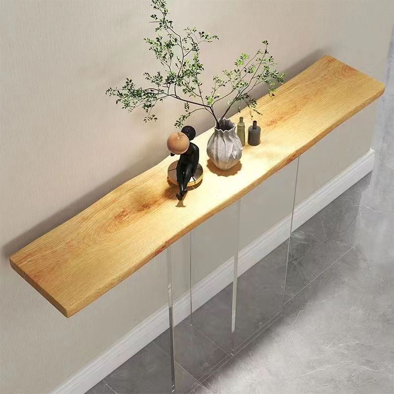 Rectangle Shape Contemporary Console Table Pine Console Sofa Table in Natural/Black