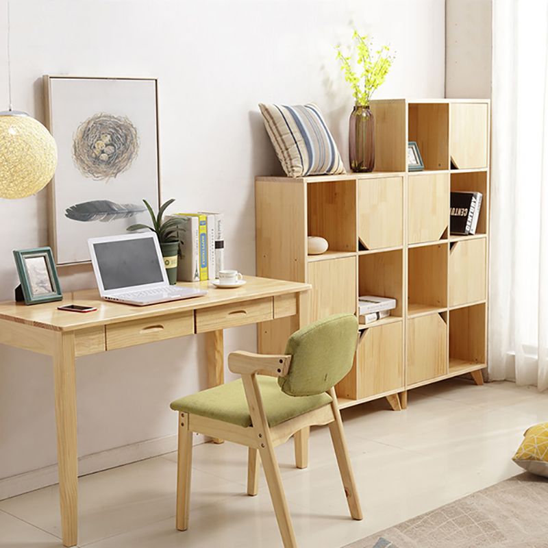 Modern Standard Wooden Bookshelf Closed Back Natural Bookcase with Shelves