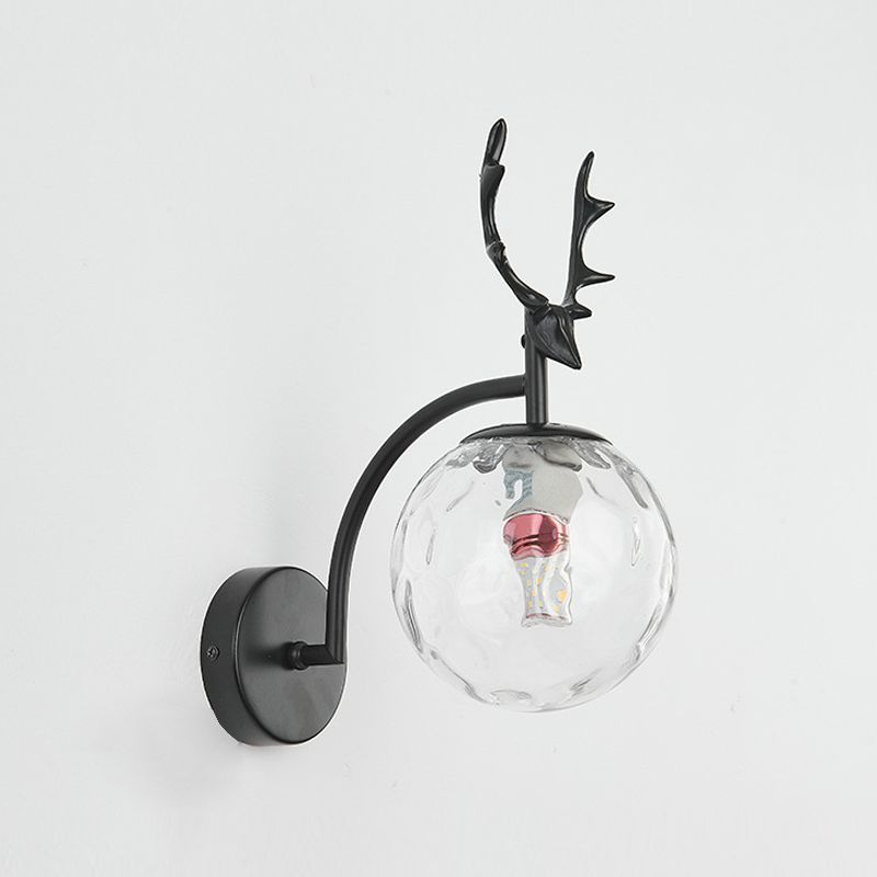 Metal Glass Wall Sconce 1 Blub Wall Mounted Light Fixture for Study Room