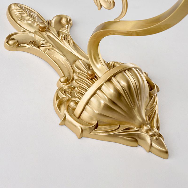 1/2-Head Wall Light with Bell Shade Opal Glass Modern Stylish Living Room Golden Wall Sconce Lamp