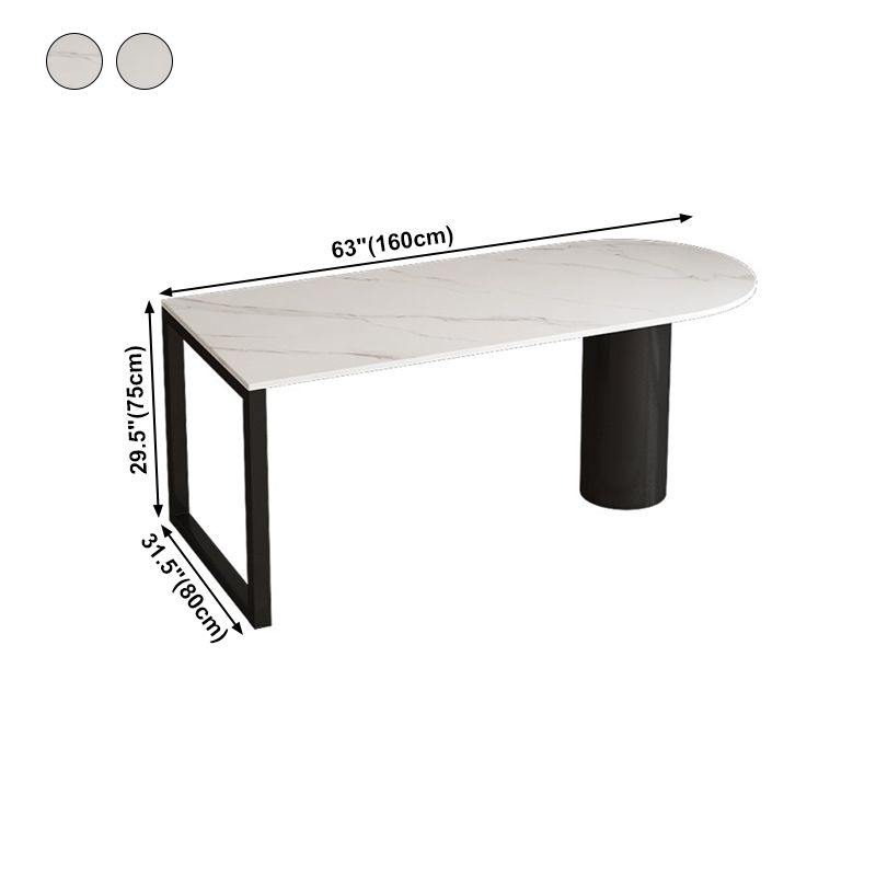 Modern Style Dining Table White Home Use Dining Table with Double Pedestal Base