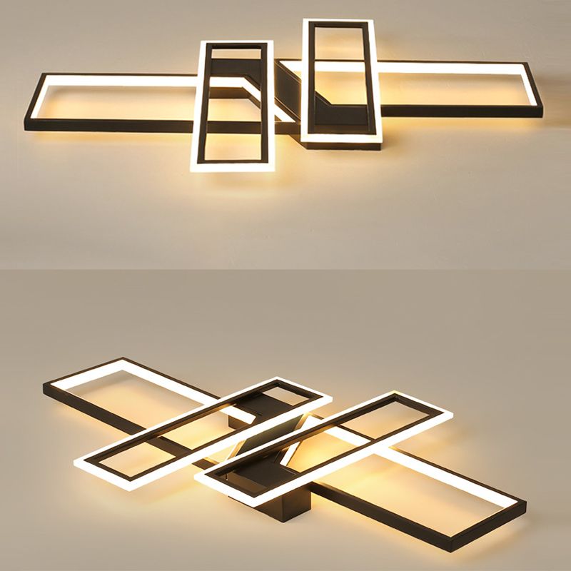 Modern Minimalist Metal Ceiling Lamp Geometric Shape LED Semi Flush Mount Lighting for Bedroom