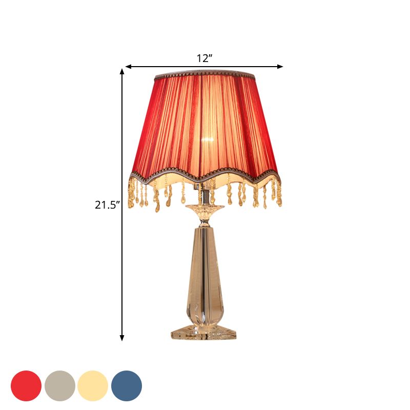 Rot/blau/grün/beige überbackener schatten schatten nachttisch lampe traditionelle Stoff 1 Kopf Schlafzimmer Kristalltisch Leuchte