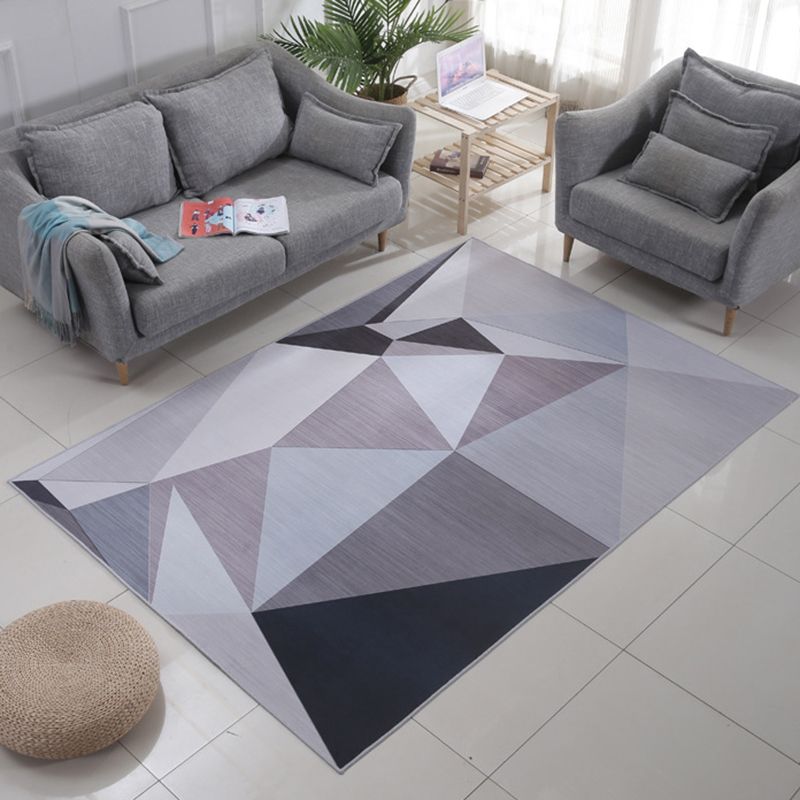 Minimalist Area Rug Geometric Print Carpet Non-Slip Backing Polyster Rug for Living Room