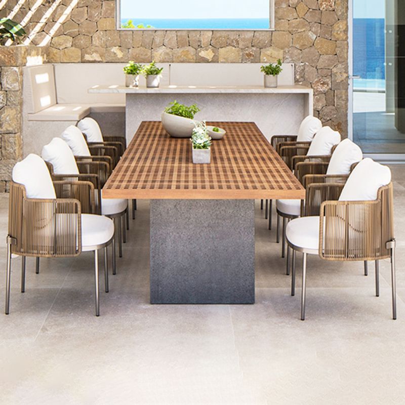 Boho Style Dining Set Wooden Rectangular 1/9 Pieces Dining Set