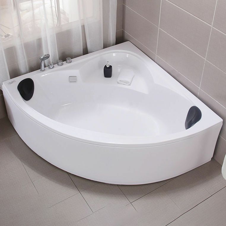Modern Corner Acrylic-Fiberglass Bathtub Soaking Bathtub with Seat
