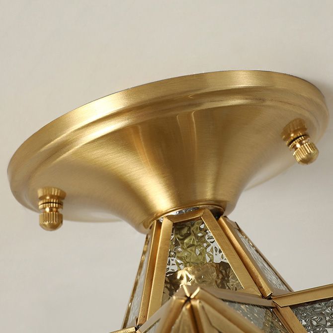 Star Shape Glass Ceiling Light Vintage Aisle Semi Mount Ceiling Lighting