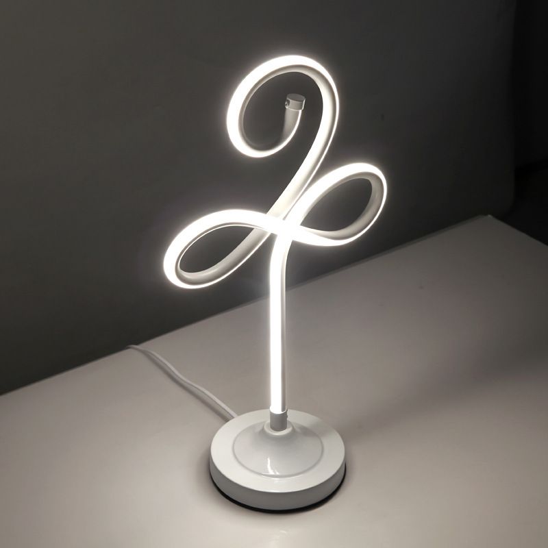 LED Living Room Task Lighting Modern White Nightstand Lamp with Twist Acrylic Shade in Warm/White Light
