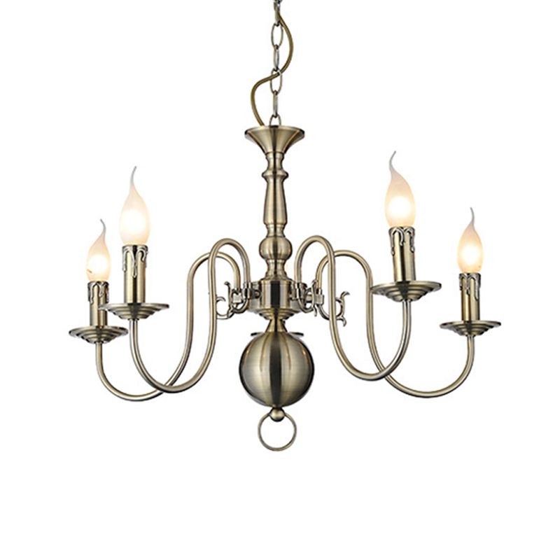 5 luci Luce a soffitto tradizionale braccio vorticoso lampadario sospeso in metallo in cromo per soggiorno