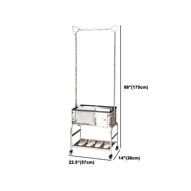 Contemporary Style Wardrobe Metal Open Wardrobe with Wheels for Home