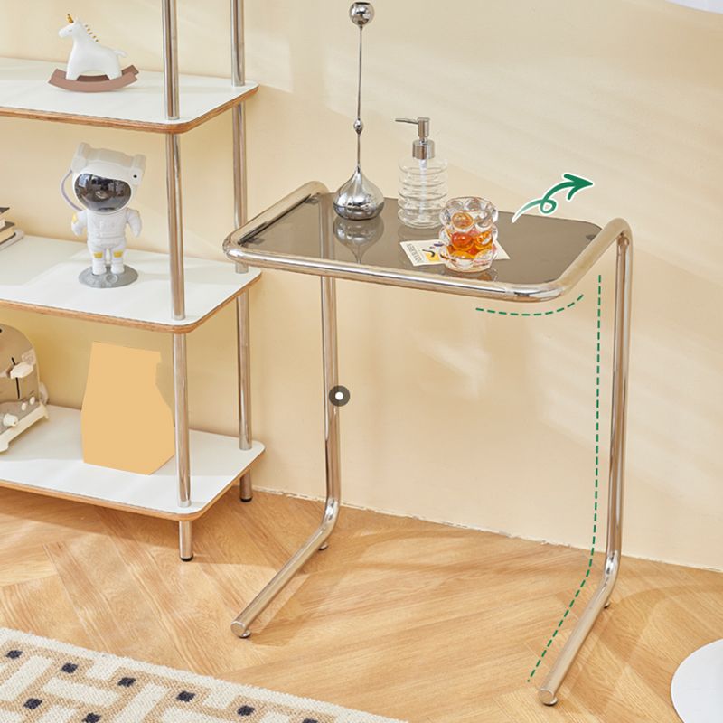 Modernistic Metal C Side Table Glass Top Side End Table for Living Room