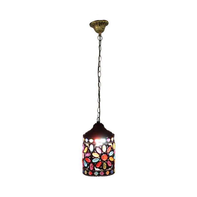 Metalen messing Opgehangen verlichtingsarmatuur Cilindrisch 6 "/6.5" W 1 Hoofd Vintage plafondhanger licht voor restaurant