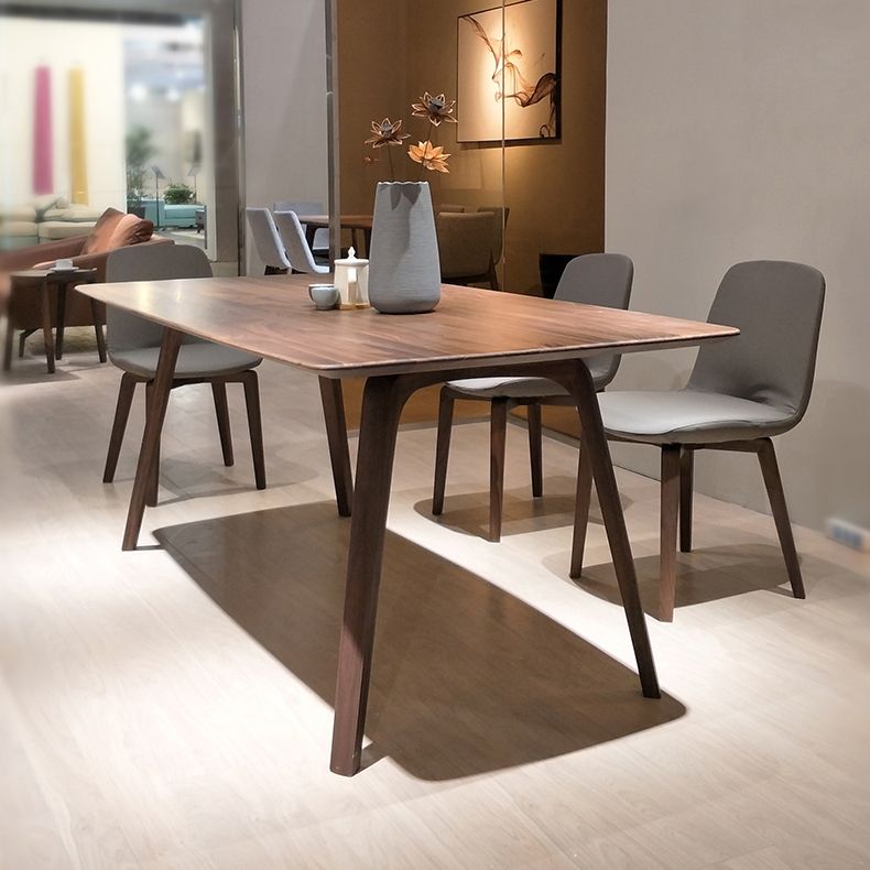 Contemporary Dark Brown Rectangular Wooden Dining Table with 4 Foot