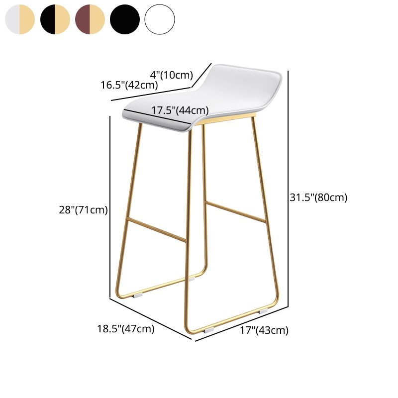 Modern Armless Backrest Counter Stool Steel Cafe Bar Stool with Pedal and Acrylic Seat