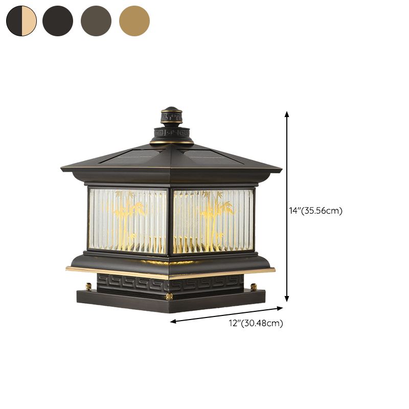 Metal Rectangle Shape Outdoor Lamp Modern Style 1-Light Solar Pillar Light