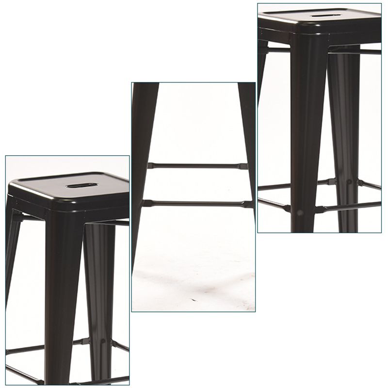 Industrial Style Metal Bar-stool Square Iron Seat Counter Stool for Kitchen Bar