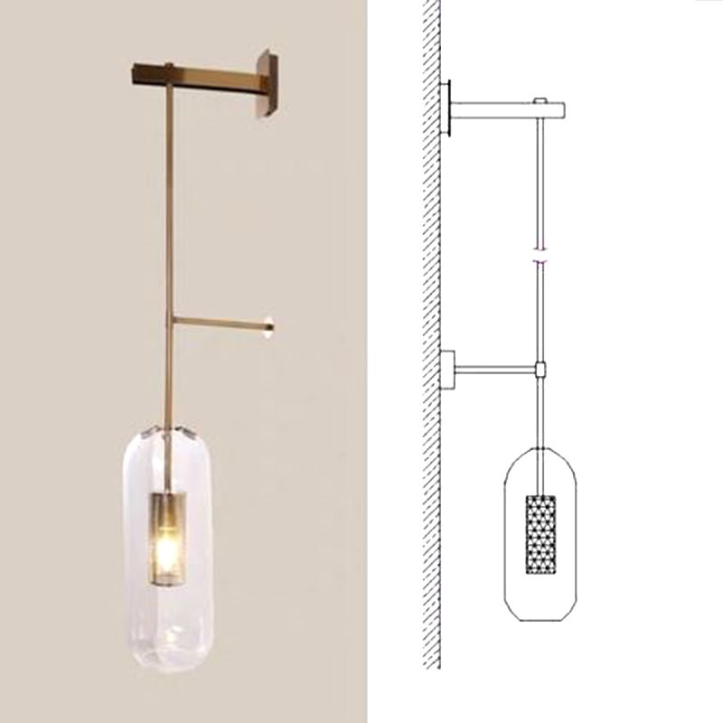 Simplicity-Style Cylindrical Wall Light Sconce Glass Bedroom Wall Lighting Fixture