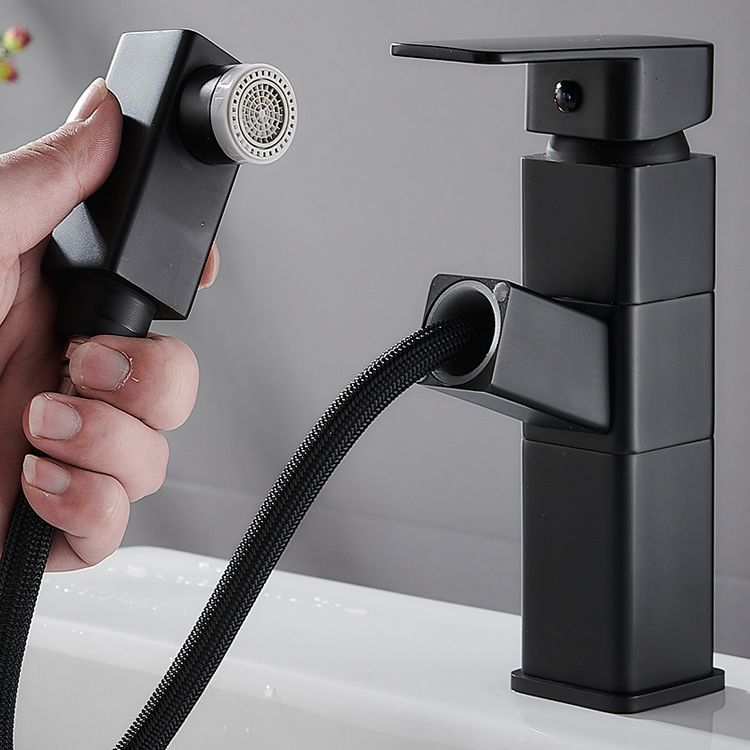 Modern Bathroom Vessel Faucet Swivel Spout Single Handle Faucet with Pull down Sprayer