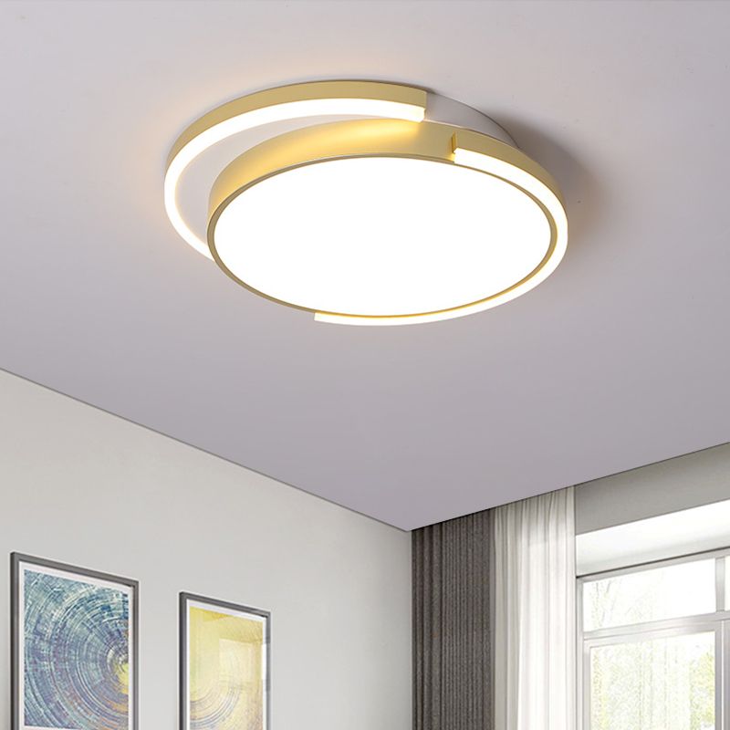 18"/22.5" W 2-Layer Round Flush Mount Lamp Metal Modernist LED Ceiling Light Fixture in Gold