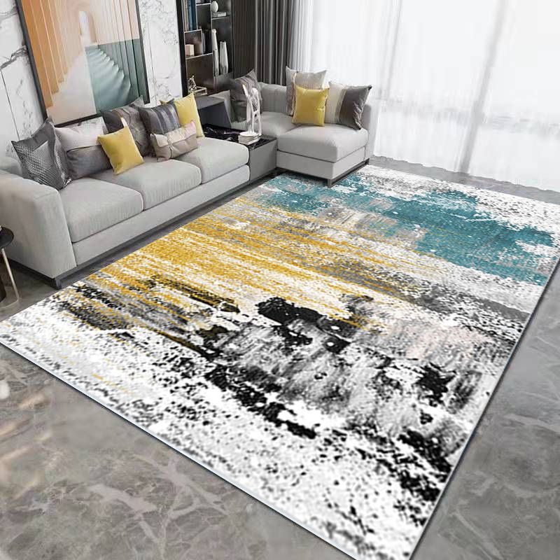 Brown Contemporary Rug Polyester Simple Rug Non-Slip Backing Rug for Drawing Room