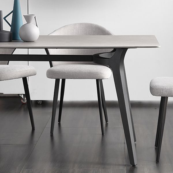 Industrial Sintered Stone Grey Table for Restaurant Rectangle Dining Table with 4 Legs