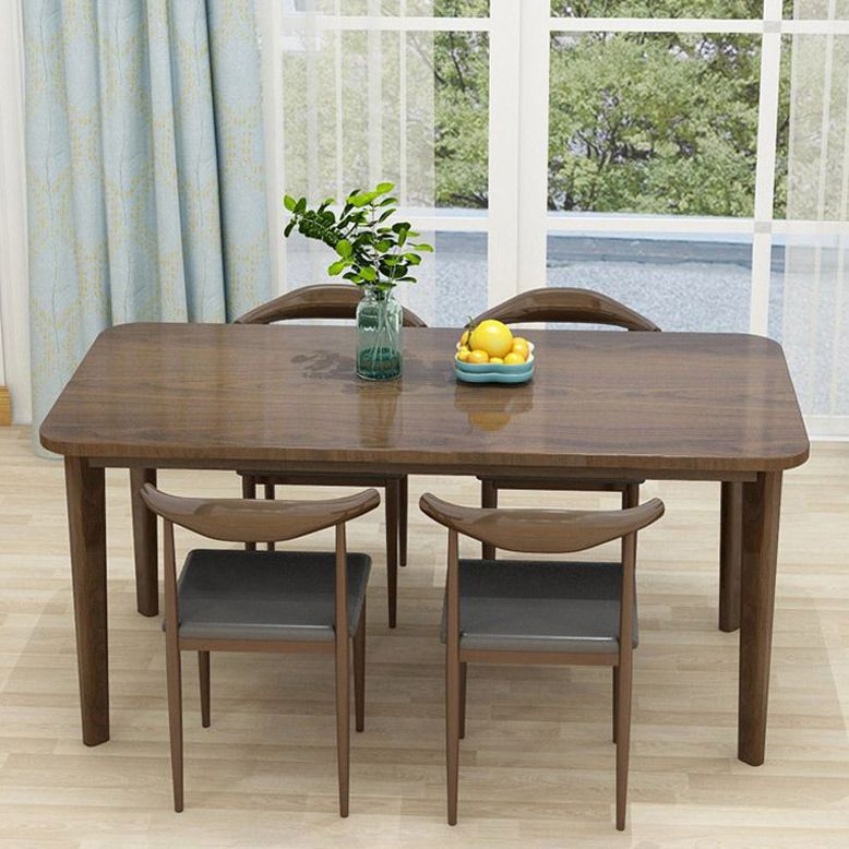 Mesa de comedor de rectángulo de madera maciza de estilo contemporáneo 4 Table de piernas para el hogar