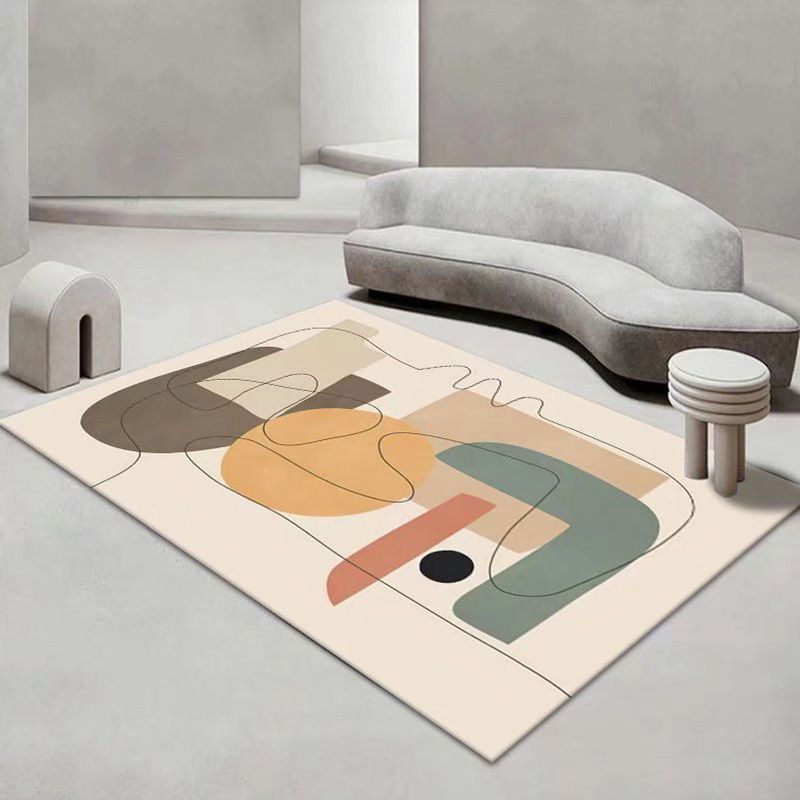 Orange Modern Rug Polyester Color Piece Rug Stain Resistant Rug for Living Room