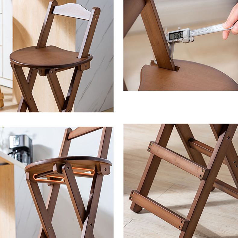 Modern Armless Backrest Counter Stool Wood Bedroom Bar Stool with Wooden Seat and Pedal