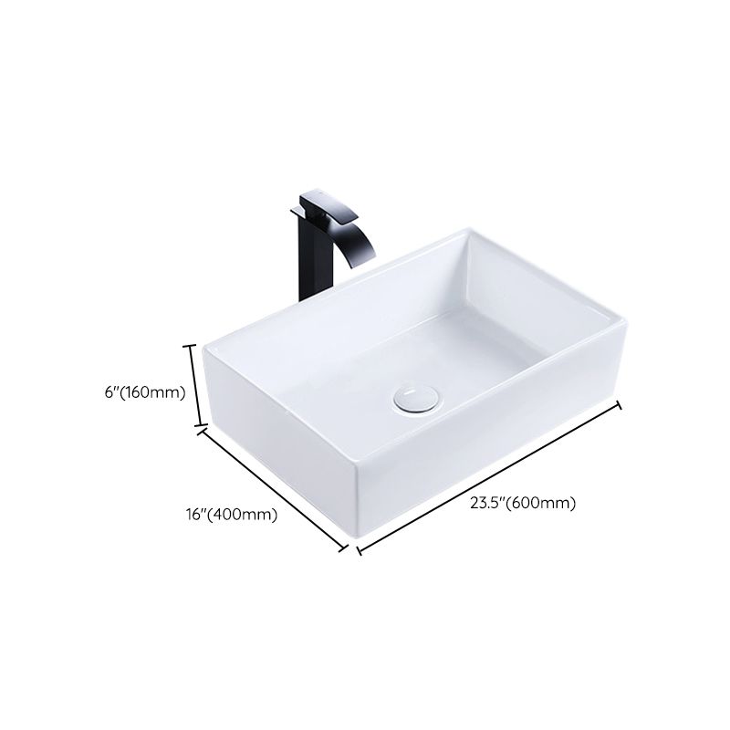 Modern Bathroom Sink Porcelain Rectangular Pop-Up Drain and Drain Assembly Basin Sink