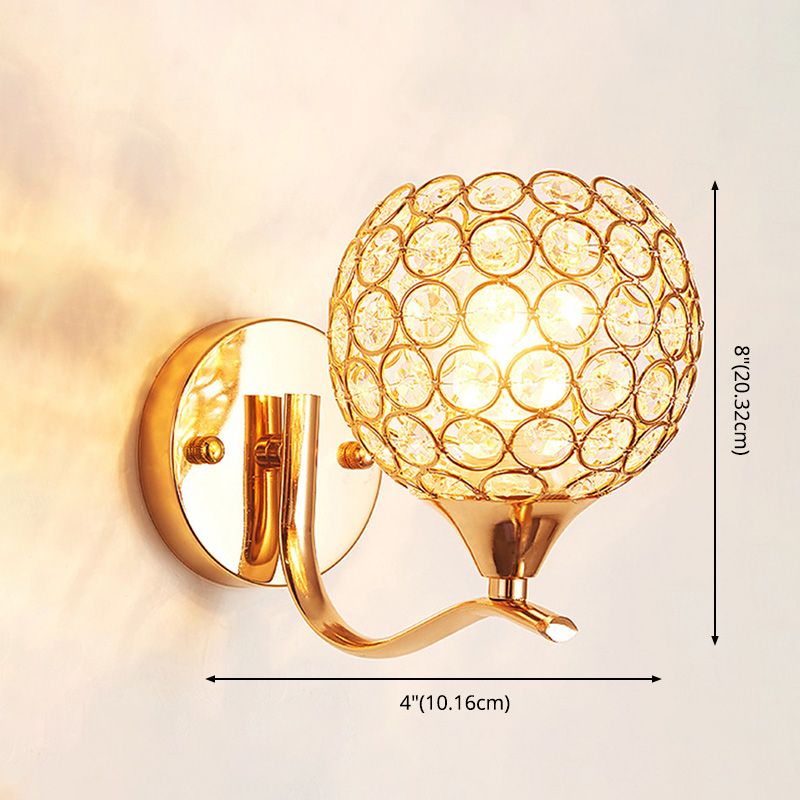 Gouden kristallen kogelwand SCONCE LICHTING Minimalistisch 1-licht muur gemonteerd licht voor woonkamer