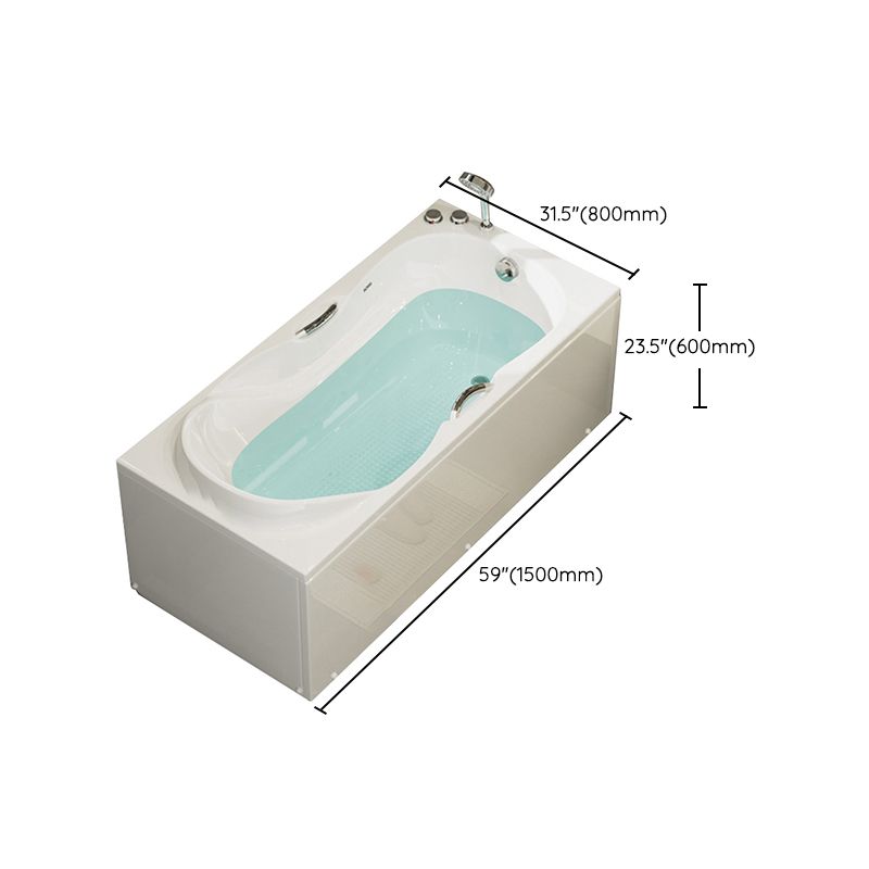 Freestanding Acrylic Bathtub Soaking White Square Modern Back to Wall Bathtub