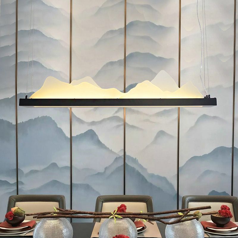 Twist Island Light Modernismo LED acrilico LED Black Sussed Lighting Freeture, 31,5 "/39" di larghezza