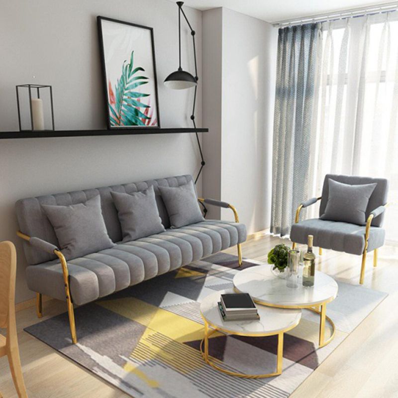 Sofa with 3 Pillows 3 Seater Hair Pin Legs Seating with Metal for Bonus Room