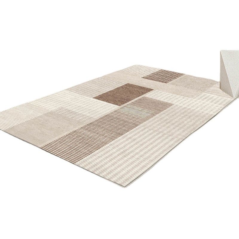 Contemporary Rug Polyester Simple Rug Non-Slip Backing Rug for Home Decor