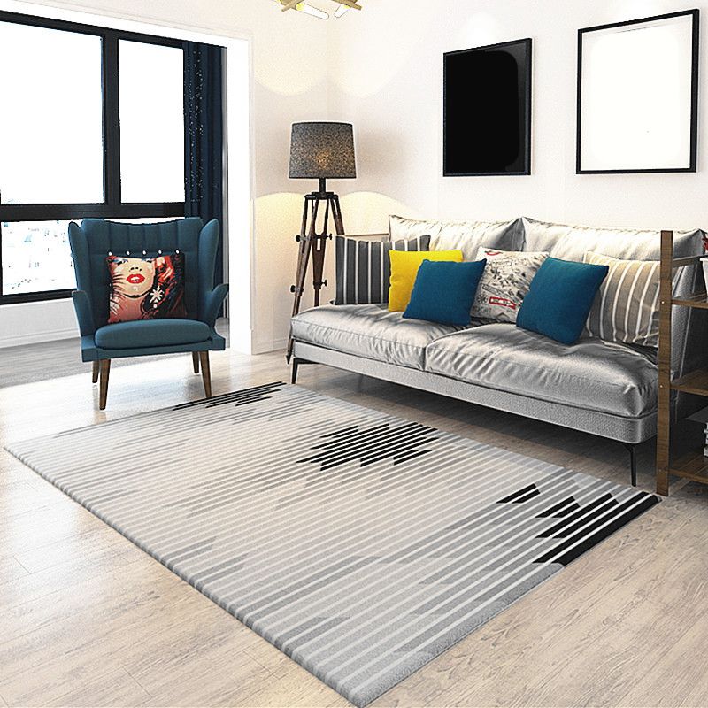 Novel Sketch Effect Geometric Rug Multi-Color Modern Carpet Polyester Stain Resistant Pet Friendly Anti-Slip Rug for Room