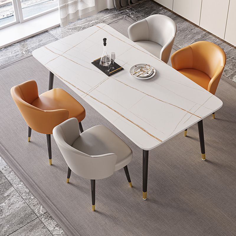 Stone Top Dining Table Contemporary Table with 4 Legs in Black