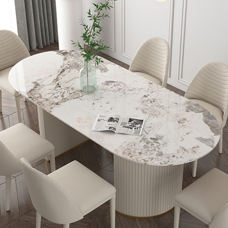 Metal Modern Oval Dining Table Sintered Stone Table for Dining Room and Kitchen