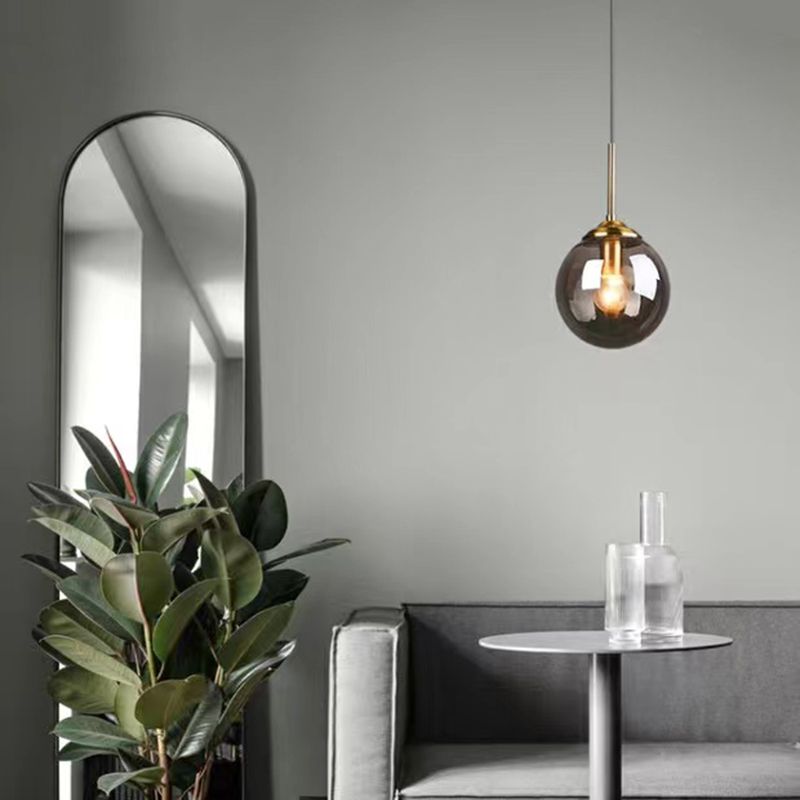 Industrial Style Ball Shape Wall Sconce Glass 1 Light Sconces for Bedroom