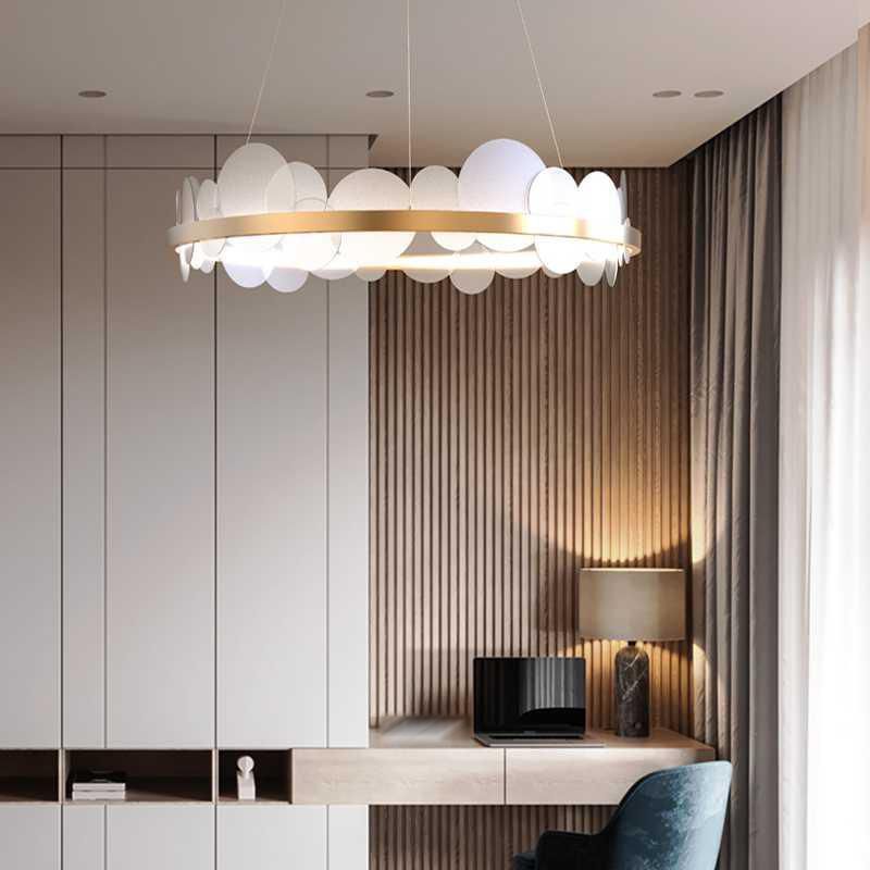 1-Light Suspension Light Modern Style Ring Shape Metal Acrylic Chandelier Light Fixtures