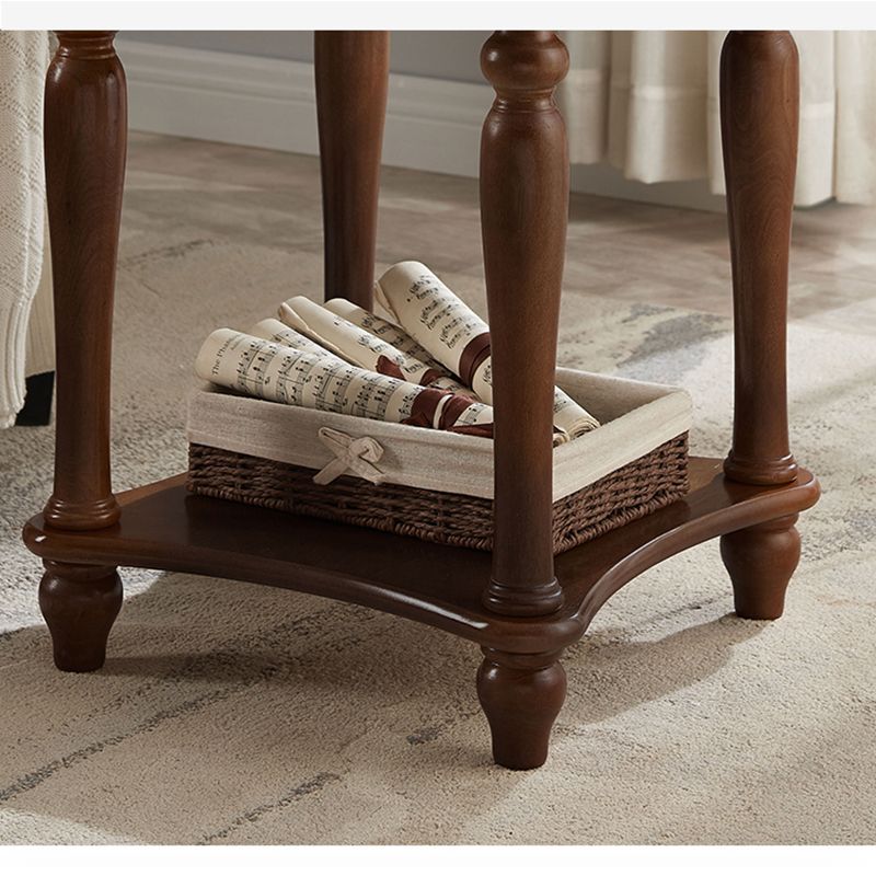 60CM Tall Wood Storage Sled End Table Double Tier Side Table for Bedroom