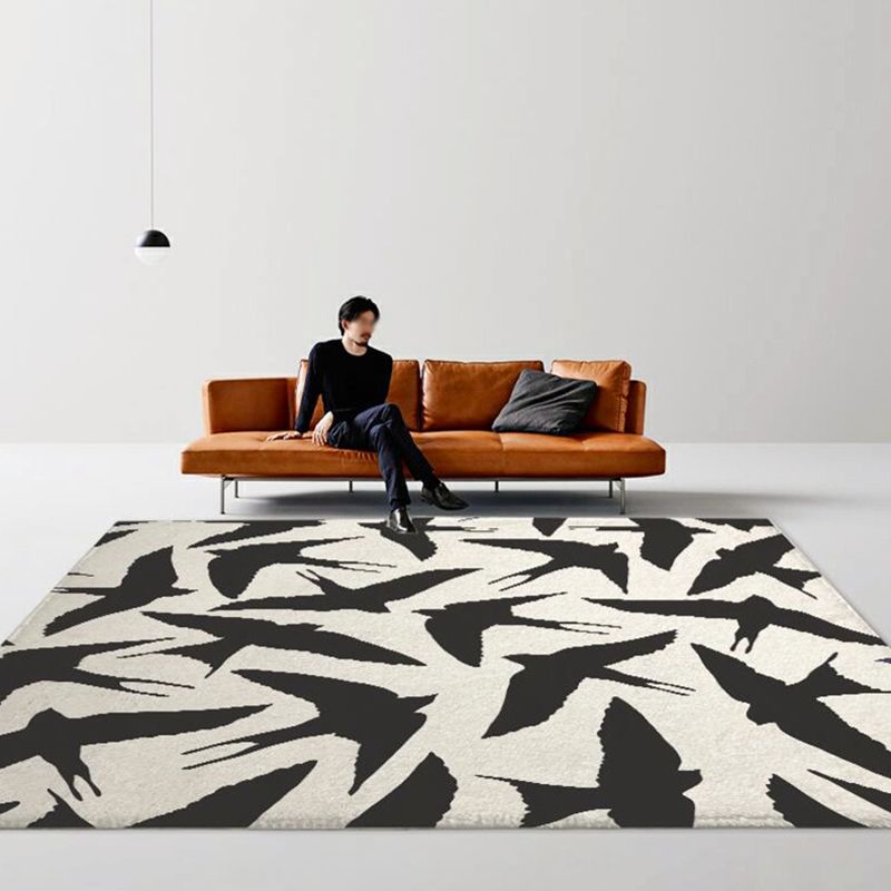 Leisure Washable Rug Simplicity Contrast Panel Rug Polyester Stain Resistant Carpet for Home Decor