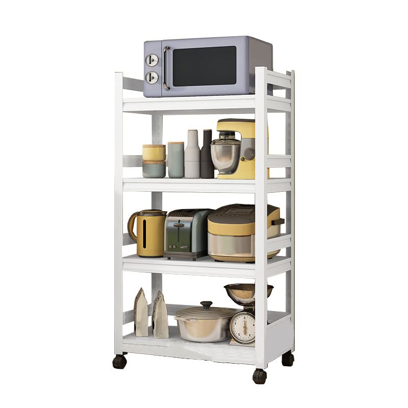 Modern Metal Kitchen Island Table Open Storage Prep Table in White